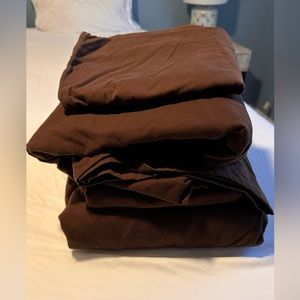 Queen sized brown flannel Lands End sheet set